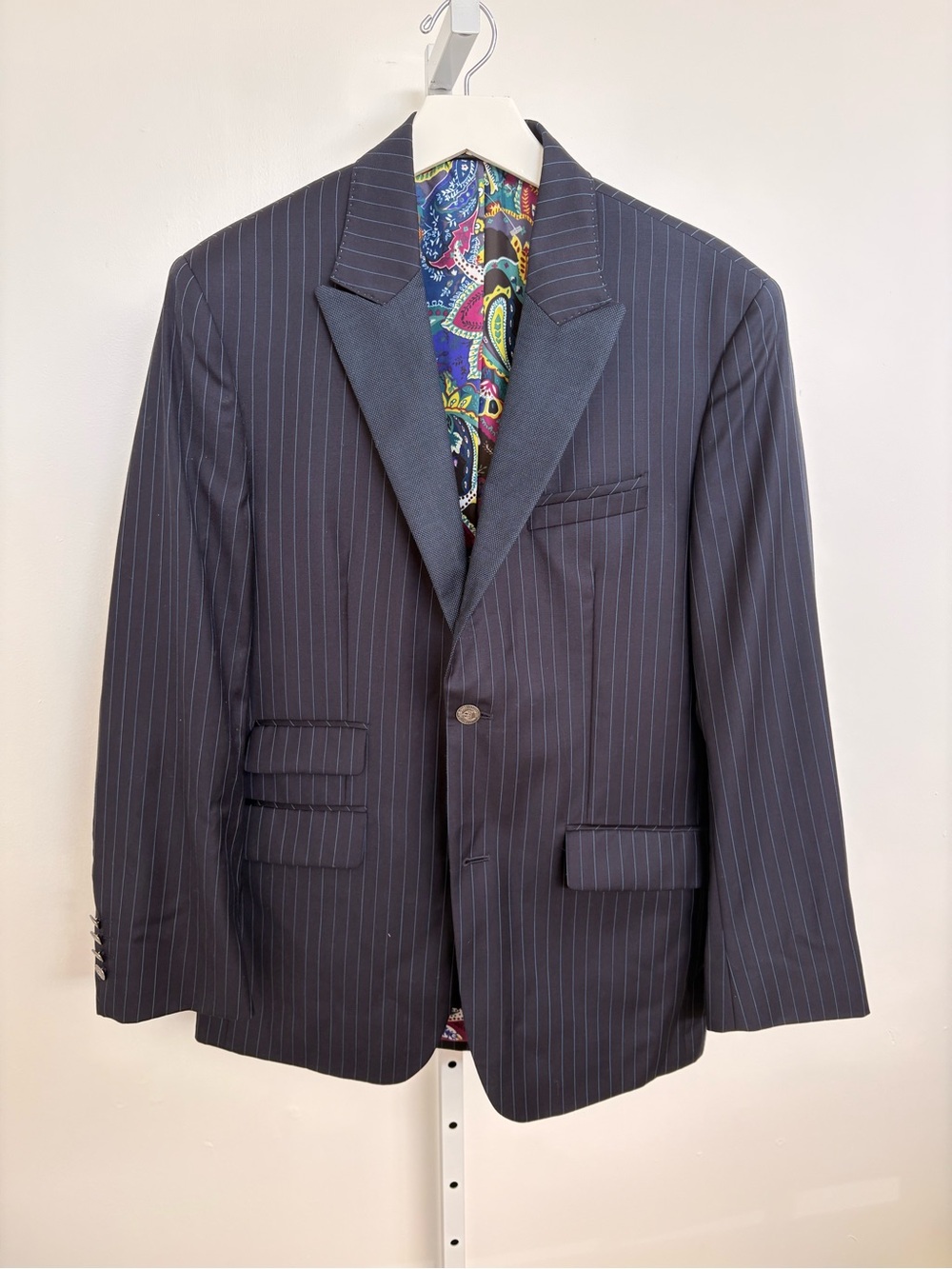 Robert Graham Navy Pinstripe Blazer with Paisley Lining